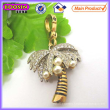 Gold Plated Rhinestone Palm Tree Charm #14887